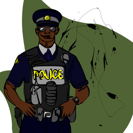 Policeman pop art style vector illustration. Comic book style imitation. National police day concept.のイラスト素材