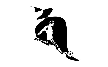Football Player shooting a ball silhouette vector illustrationのイラスト素材