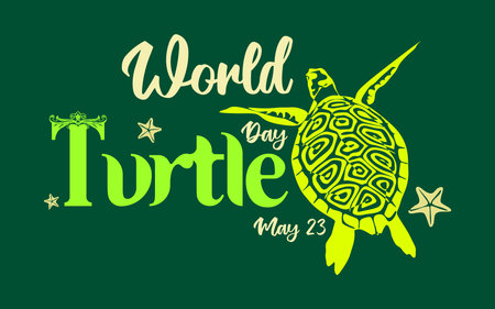 World Turtle Day on May 23. Turtle silhouette vector illustration for poster, banner, social media post, cardのイラスト素材