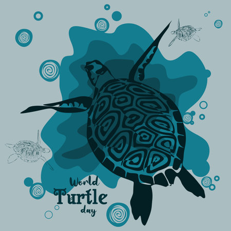 World Turtle Day on May 23. Turtle silhouette vector illustration for poster, banner, social media post, cardのイラスト素材