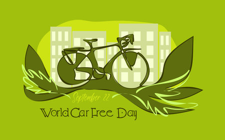 Car free day September 22. World Bicycle Day, Clean Air for blue skies concept vector disign.のイラスト素材