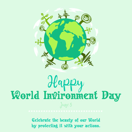 World environment day, Earth day, save the planet concept. Green Eco Earth vector illustrationのイラスト素材