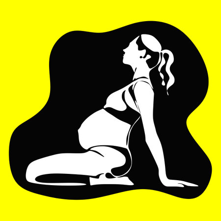Vector silhouette illustration of yoga pose for pregnant. International yoga day.のイラスト素材