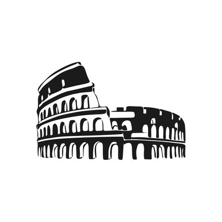 Vector silhouette logo of the city of Rome, Italy. Colosseum logo design vector illustrationのイラスト素材