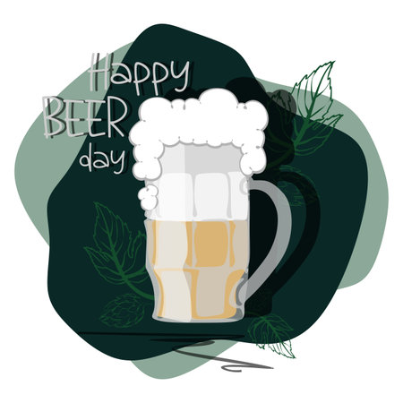 Happy beer day, National Beer Day, vector illustration, flyer, banner, social media post, poster, logo, typography, icons, October 27th, Get Together, fun Life, friends, beers, benefits of drinking beerのイラスト素材