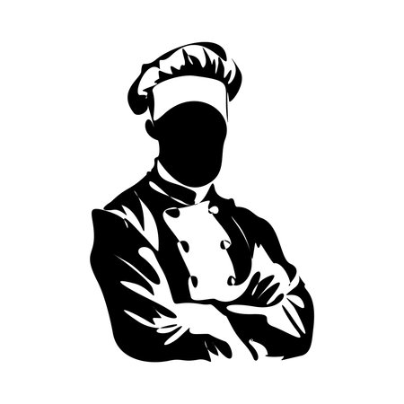 Chef cook line art vector illustration isolated on white backgroundのイラスト素材