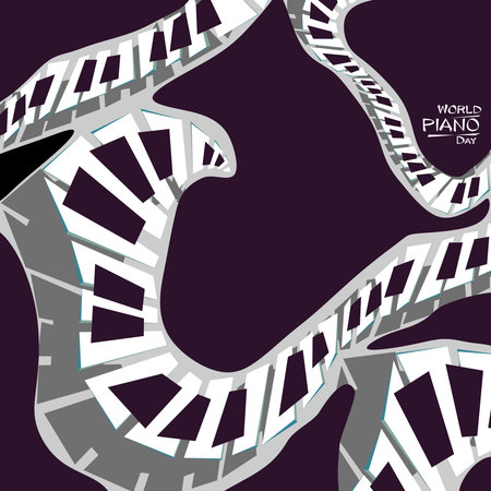 World Piano Day concept design, March 29th. Poster, card, inventation for a holiday of music, musical festival, music day, classical music or jazz festivalのイラスト素材