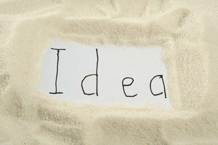 Frame on the sand with word Idea for backgroundの写真素材