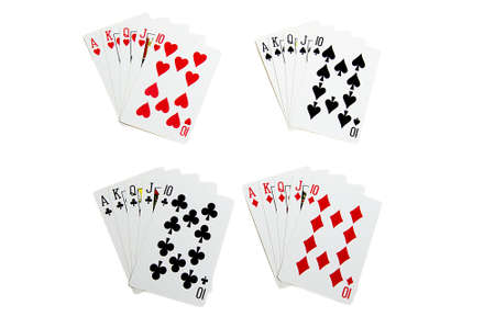 Set of royal flush cards for poker isolatedの写真素材