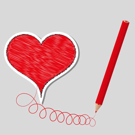 Vector illustration primed heart and pencil.のイラスト素材