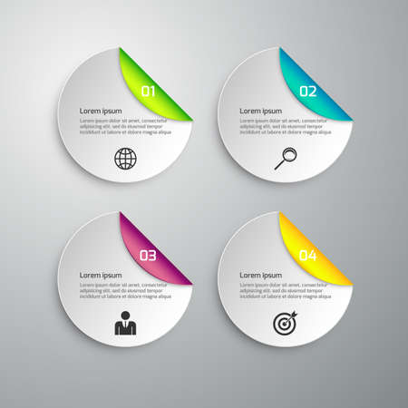 Vector illustration infographics paper circles. colored Stickers.のイラスト素材