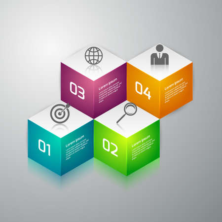 Vector illustration infographics 3d cubes.のイラスト素材