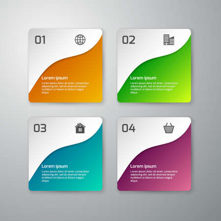 Vector illustration infographics paper squares.のイラスト素材