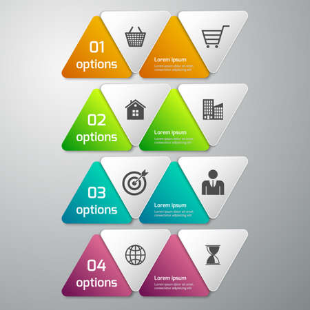 Vector illustration of business infographics 4 options . paper triangles.のイラスト素材