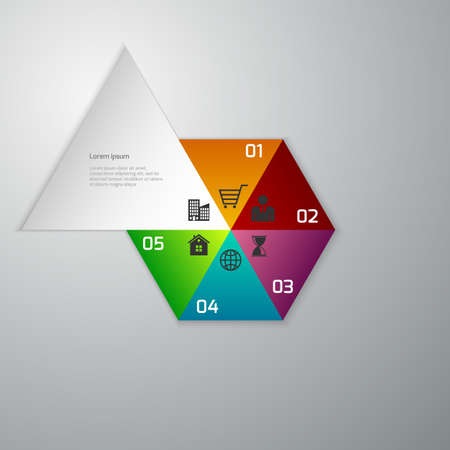 Vector illustration of business infographics . Hexagon divided into sectors.のイラスト素材