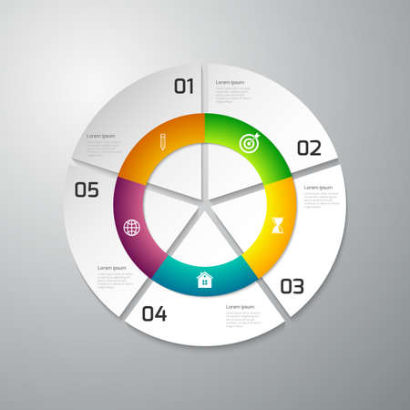 Vector illustration infographics paper circle divided into sectors.のイラスト素材