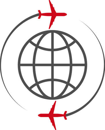 Vector illustration of icon plane and the globe.のイラスト素材