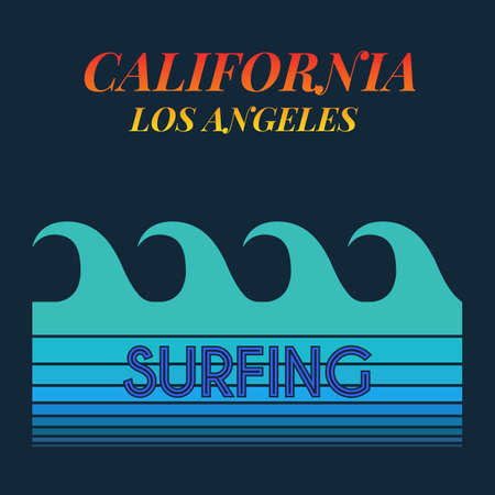 surfing typography, t-shirt graphics. vector illustrationのイラスト素材