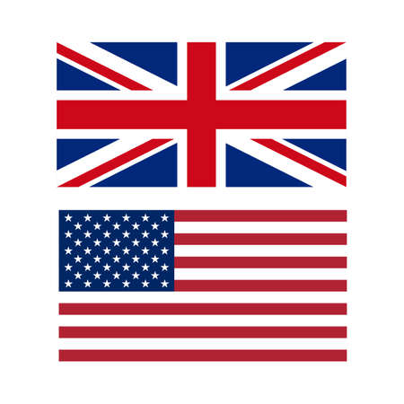 Vector illustration of flags of the US and UK.のイラスト素材