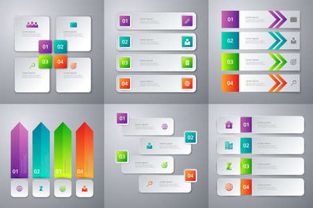 Vector illustration infographics . Set of six colorful templates.のイラスト素材