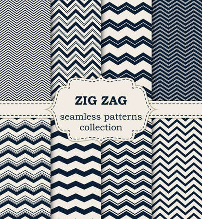Vector illustration of a set of seamless patterns zig zag.のイラスト素材