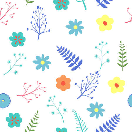 Vector illustration of a seamless pattern of plant elements.のイラスト素材