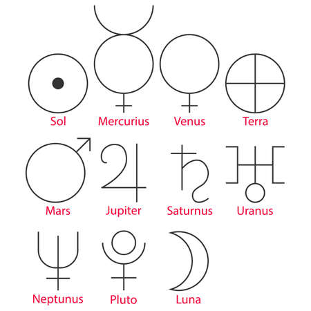 Vector illustration of astrological symbols.のイラスト素材