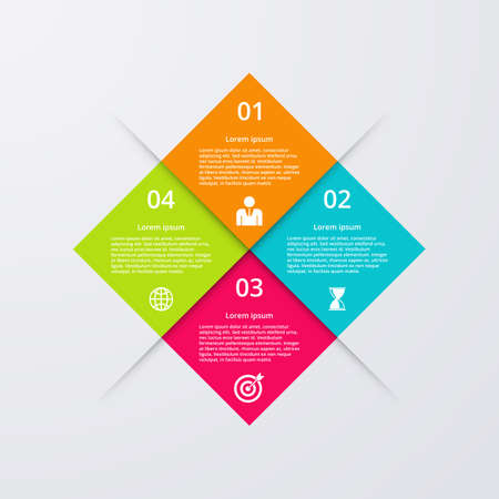 Vector illustration of four square infographics.のイラスト素材