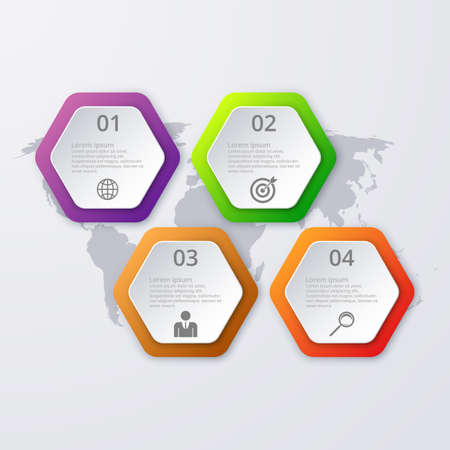 Vector illustration infographics four hexagon.のイラスト素材