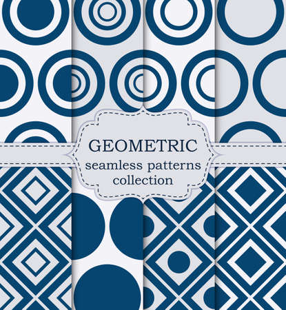 Vector illustration set of seamless geometric patterns.のイラスト素材