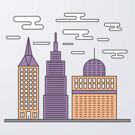 Vector illustration of a linear design city.のイラスト素材