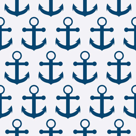 Vector illustration of a seamless pattern of anchors.のイラスト素材