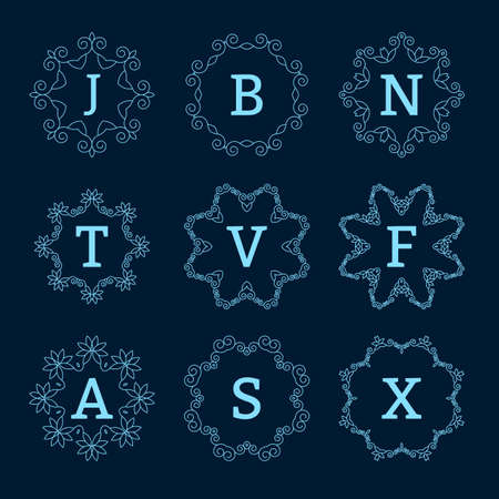 Vector illustration. Set luxurious Monogram.のイラスト素材