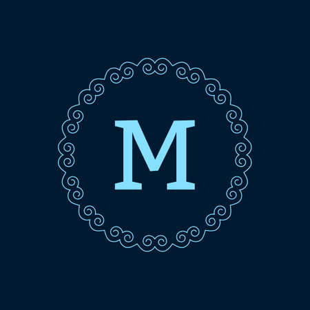 Vector illustration. Luxury Monogram blue logo.のイラスト素材