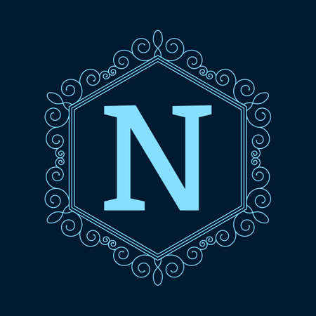 Vector illustration. Luxury Monogram blue logo.のイラスト素材