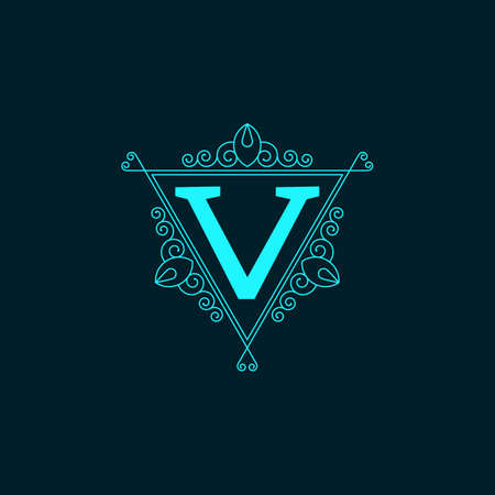 Vector illustration. Luxury Monogram blue logo.のイラスト素材