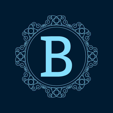 Vector illustration. Luxury Monogram blue logo.のイラスト素材