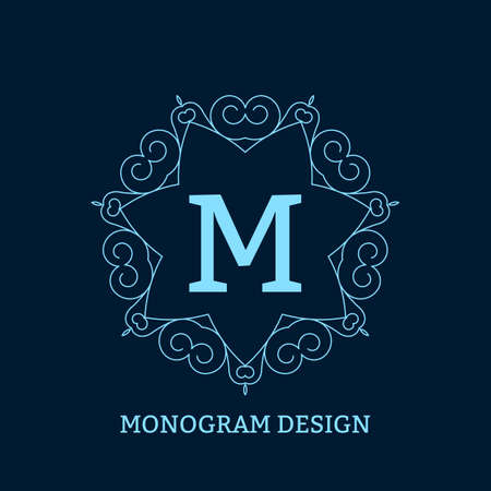 Vector illustration of the linear blue monogramのイラスト素材