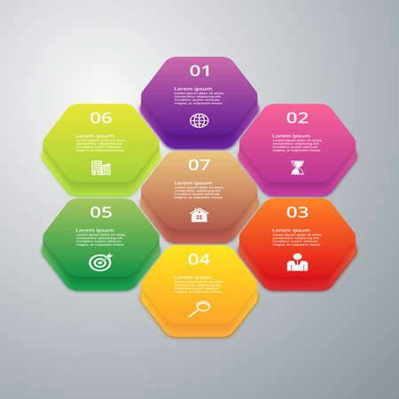 Vector illustration infographics of hexagons.のイラスト素材