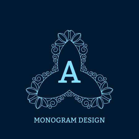 Vector illustration of the linear blue monogramのイラスト素材