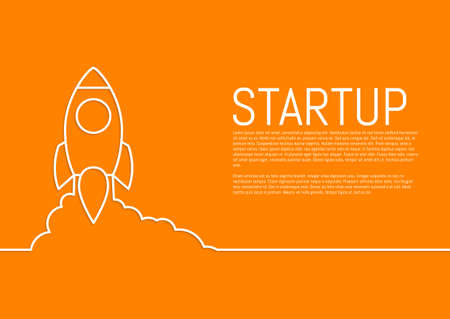 Vector illustration of a flat design of a startup rocket.のイラスト素材