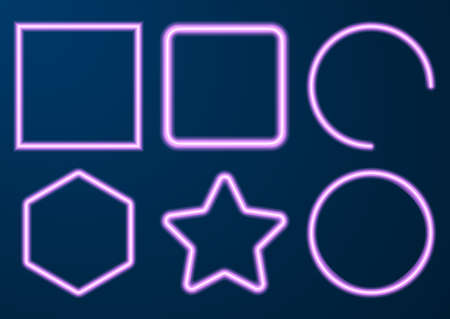 Vector illustration of a set of neon figures.のイラスト素材