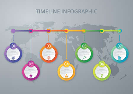 Vector illustration infographics timeline seven optionsのイラスト素材