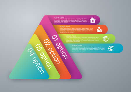 Vector illustration infographics four options pyramid.のイラスト素材
