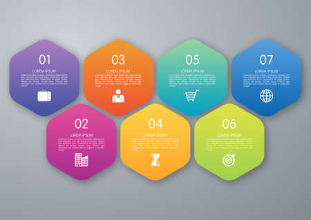 Infographic design template. Seven options. Stock vectorのイラスト素材