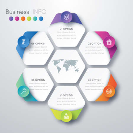 Vector illustration infographics six options. Stock vector