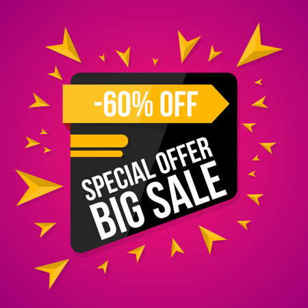 Sale vector origami concept banner template special offer. Abstract background. Discount design layout. Just now.のイラスト素材