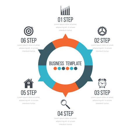 Infographic design with colored and white circles on the grey background. Eps 10 vector file.のイラスト素材