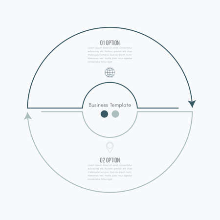 Thin line infographic element. Linear flat chart, diagram, scheme, graph with 2 stepsのイラスト素材