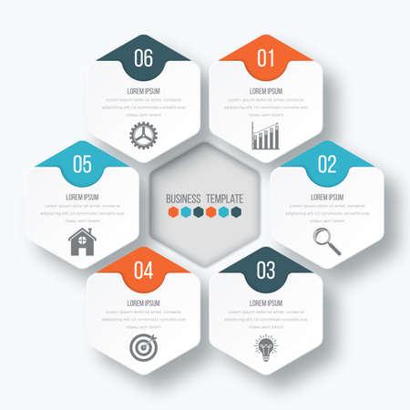 Vector illustration infographics six options. Stock vectorのイラスト素材